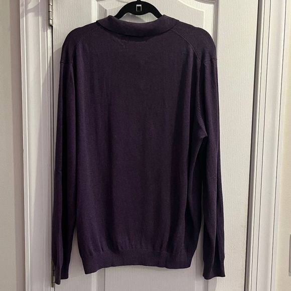 Paul Frederick Mens Sweater XL Purple Collared 1/4 Button Silk/Cotton/Cashmere - Picture 3 of 4